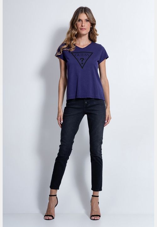 Camiseta Silk Logo Triangulo  Guess Azul Escuro