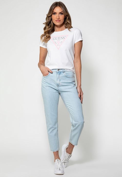 Camiseta Silk Logo Triangulo  Guess Branco