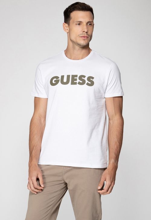 Camiseta Silk Guess Emborrachado Branco