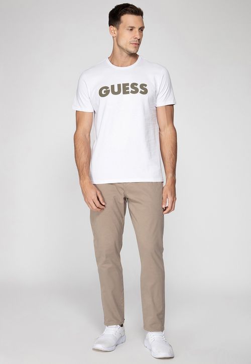 Camiseta Silk Guess Emborrachado Branco