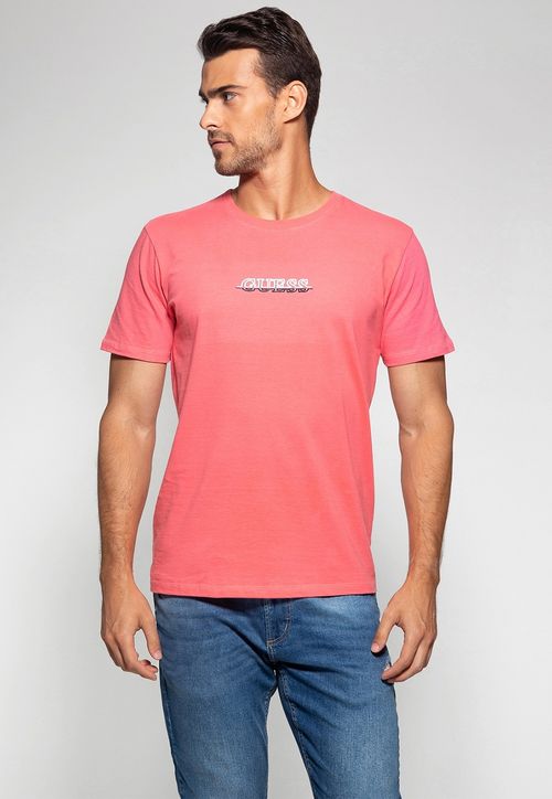 Camiseta Silk Emborrachado Guess Salmão