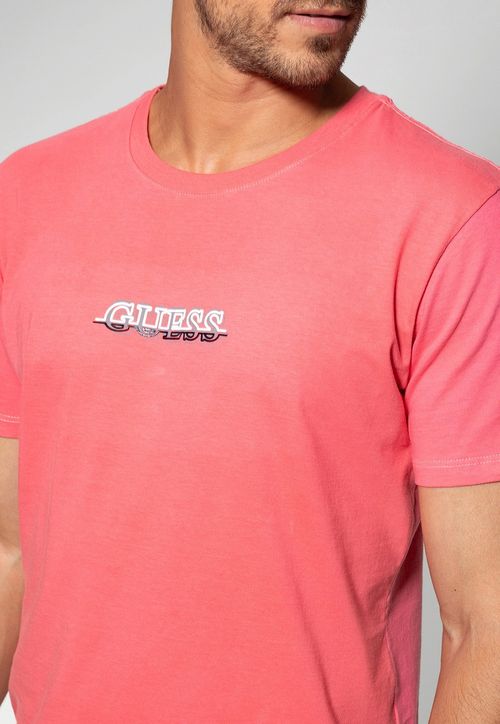 Camiseta Silk Emborrachado Guess Salmão
