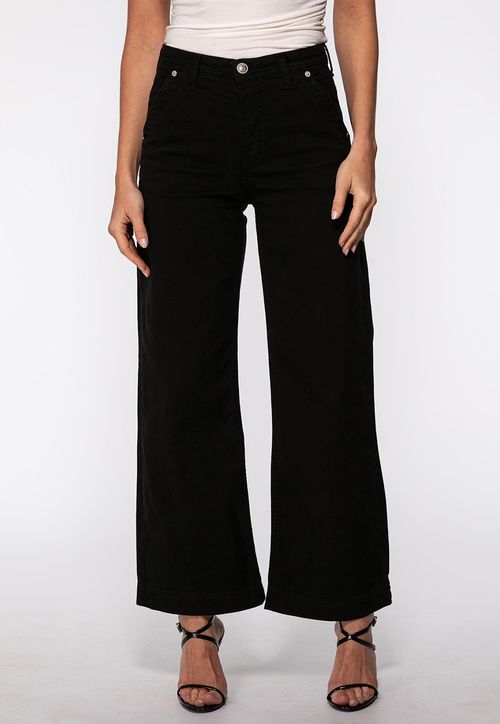 Calça de Sarja Wide Leg Preto