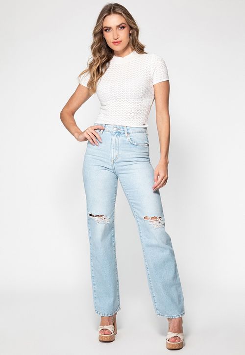 Calça Jeans 1981 Straight Clara Guess Azul Claro