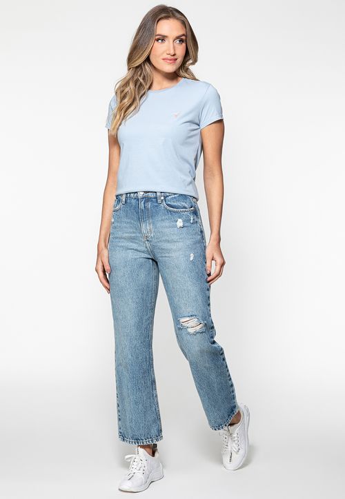 Camiseta Etiqueta Guess Triangulo Azul Claro