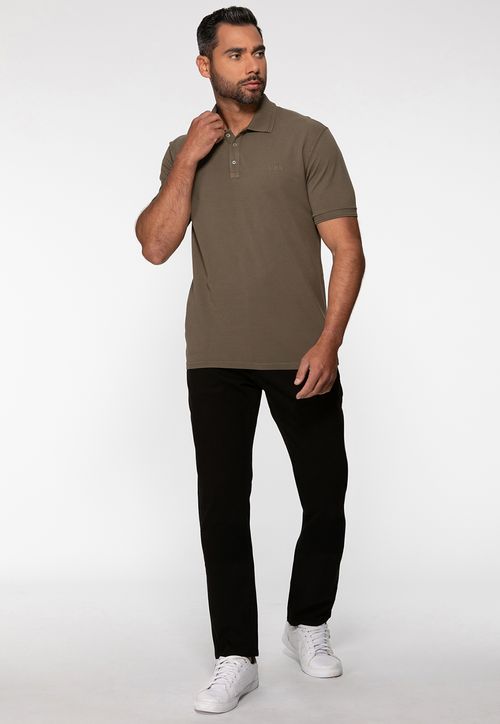Camisa Polo Guess Silk Relevo Est 1981 Verde Oliva