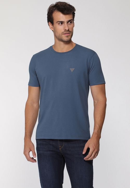Camiseta Triângulo Emborrachado Guess Azul Escuro