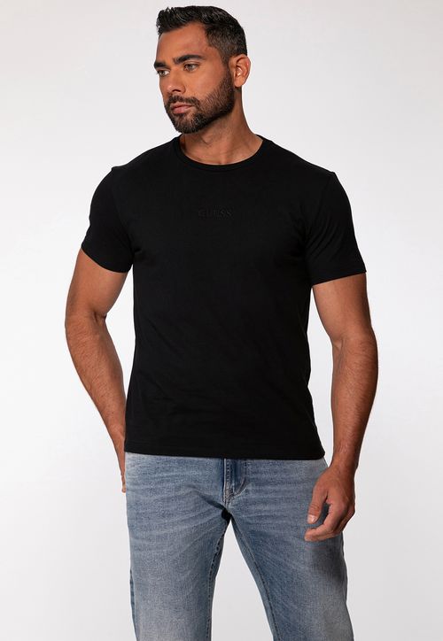 Camiseta Guess Bordado Pq Centro Preto