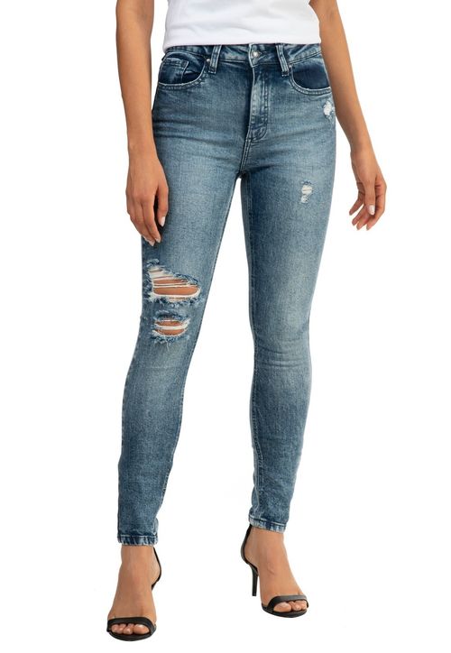 Calça Jeans Skinny Puídos Guess Azul