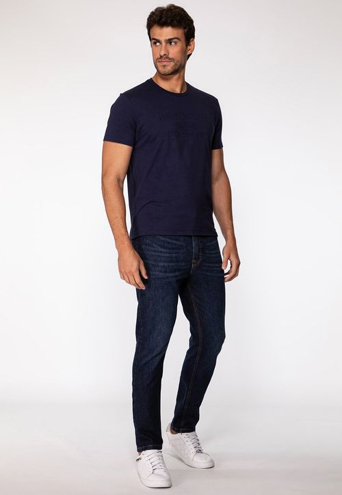 Camiseta Embossed Guess Inc Azul Marinho