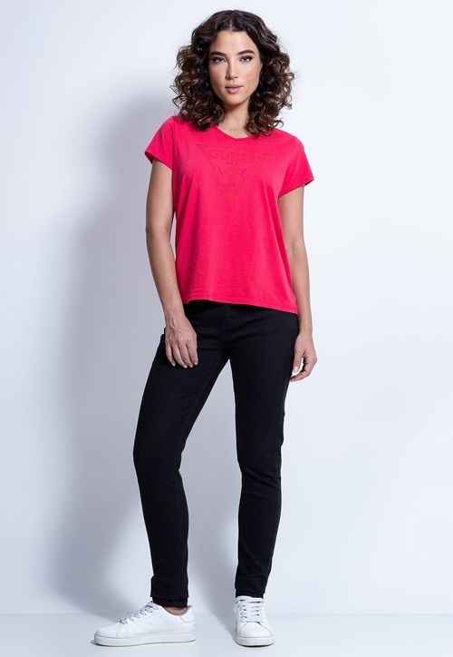 Camiseta Silk Logo Triangulo  Guess Vermelho