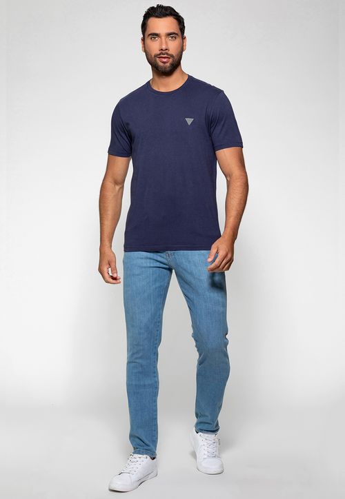 Camiseta Triângulo Emborrachado Guess Roxo