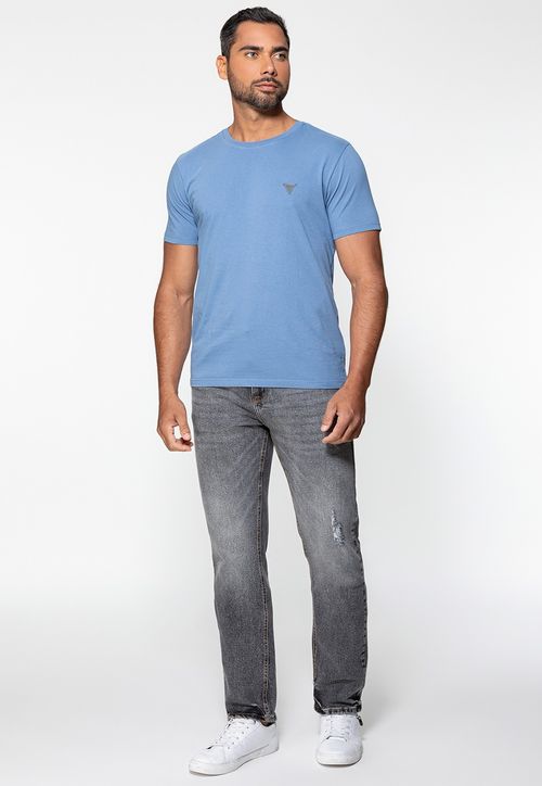 Camiseta Triângulo Emborrachado Guess Azul