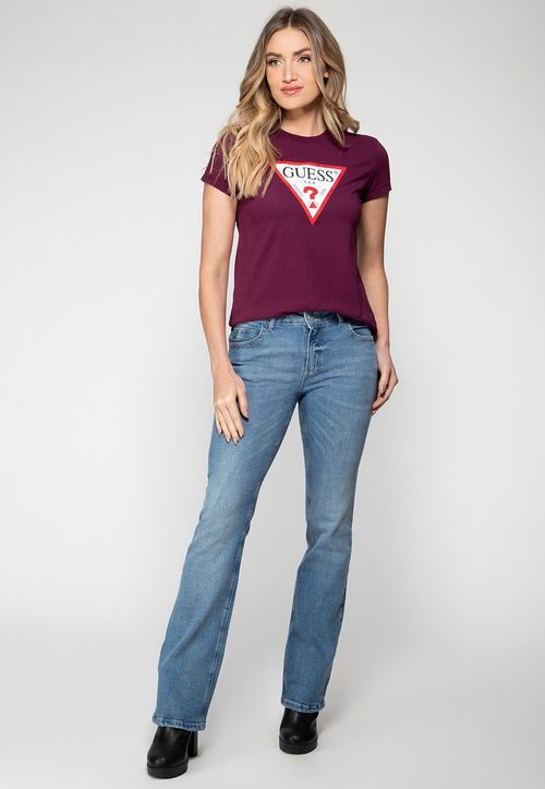 Camiseta Guess Triang Trad Desgastado Uva