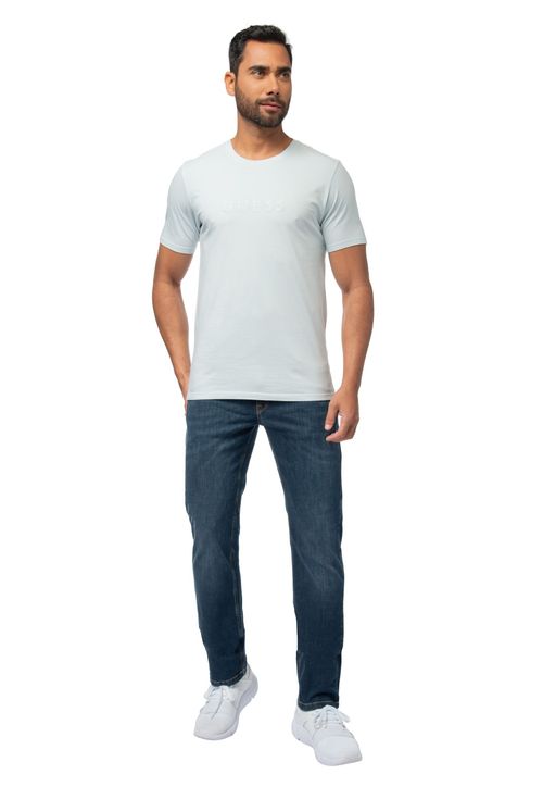 Camiseta Logo Bordado Guess Azul Claro
