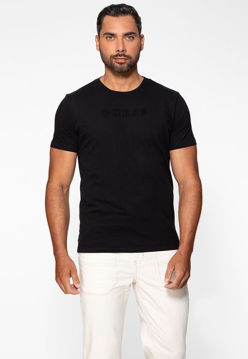 Camiseta Logo Bordado Guess Preto