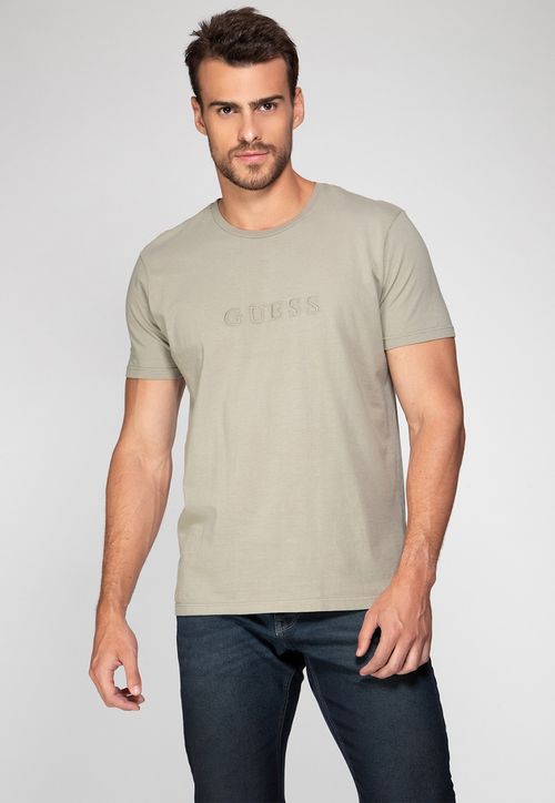 Camiseta Logo Bordado Guess Verde Claro