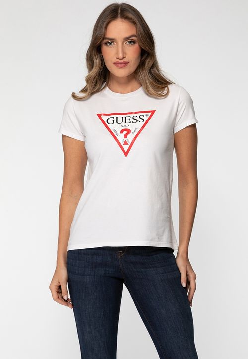 Camiseta Guess Triang Trad Desgastado Branco