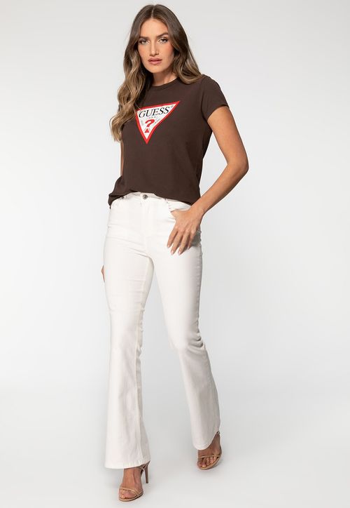 Camiseta Guess Triang Trad Desgastado Marrom