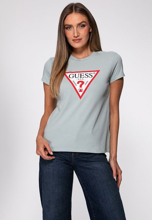 Camiseta Guess Triang Trad Desgastado Verde Menta