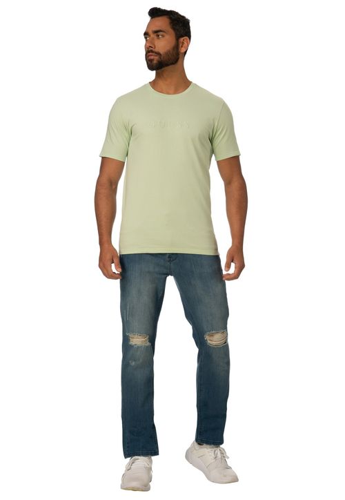 Camiseta Logo Bordado Guess Verde Água