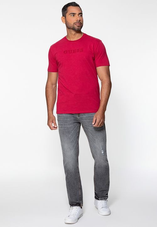 Camiseta Logo Bordado Guess Vermelho