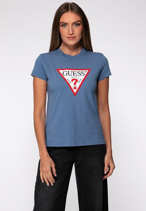 Camiseta Guess Triang Trad Desgastado Azul