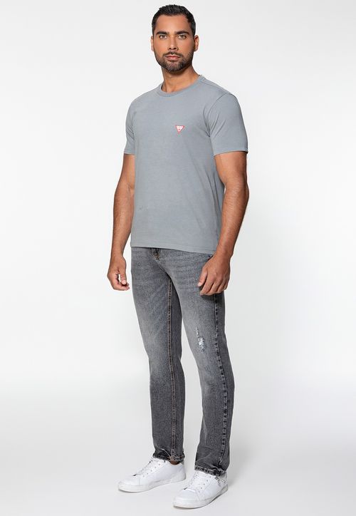 Camiseta Guess Triangulo Original Pq Cinza Claro