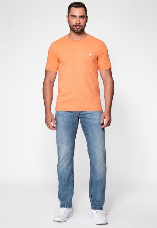 Camiseta Guess Triangulo Original Pq Laranja Claro