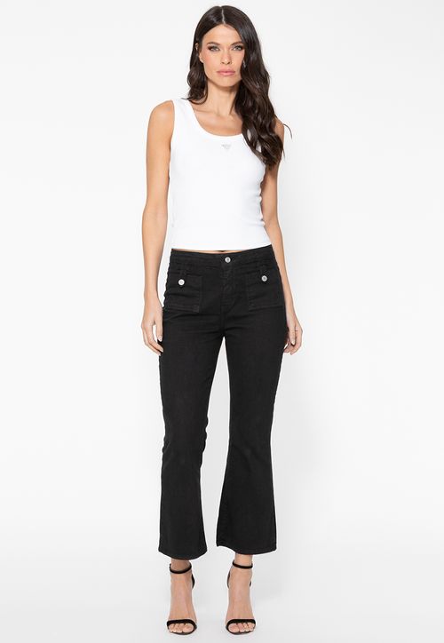 Regata Guess Rib Triang Hot Fix Cropped Branco