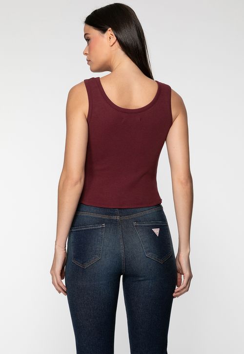 Regata Guess Rib Triang Hot Fix Cropped Bordô