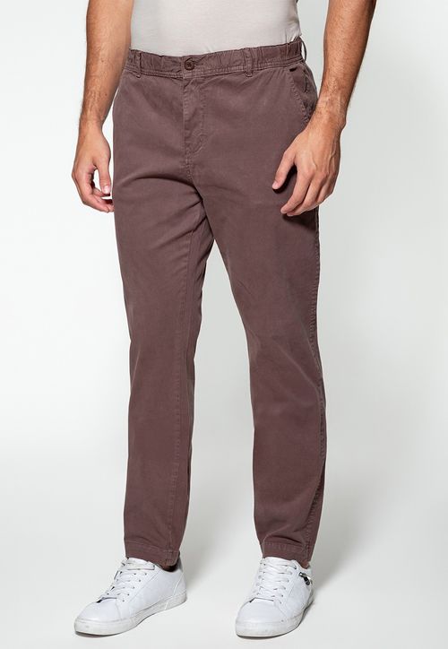 Calça de Sarja Slim Marrom