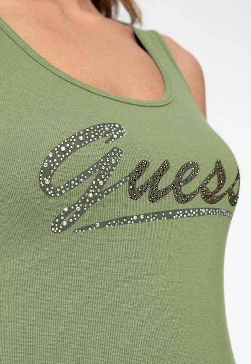 Regata Guess Rib Silk Hot Fix Verde Claro