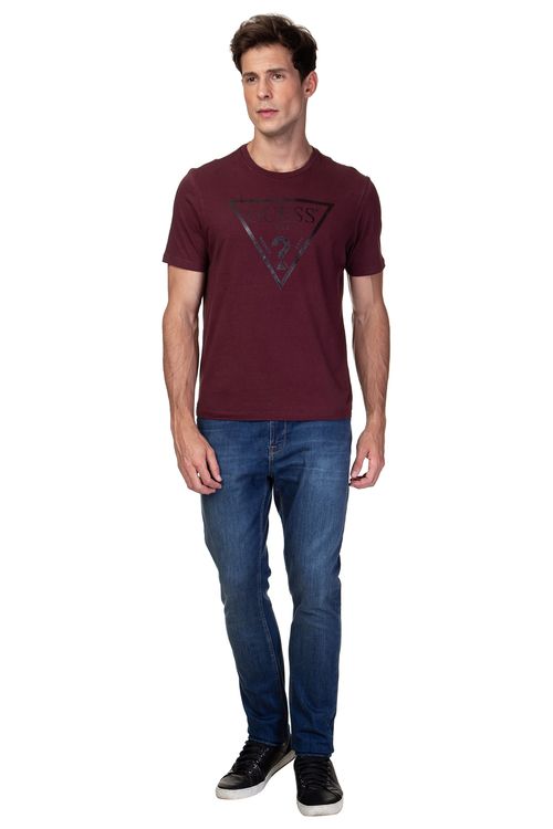 Camiseta Logo Em Gel Guess Roxo