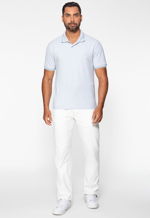 Camisa Polo Guess Relevo Cinza Claro