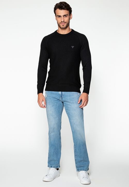 Suéter de Tricot Eco Raglan Guess Preto