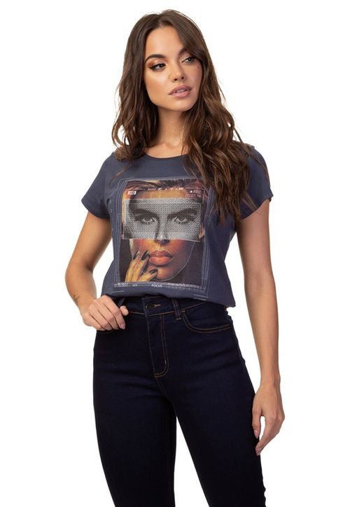 Camiseta Face Guess Azul Escuro