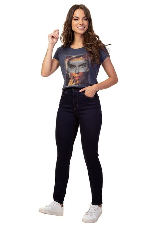 Camiseta Face Guess Azul Escuro