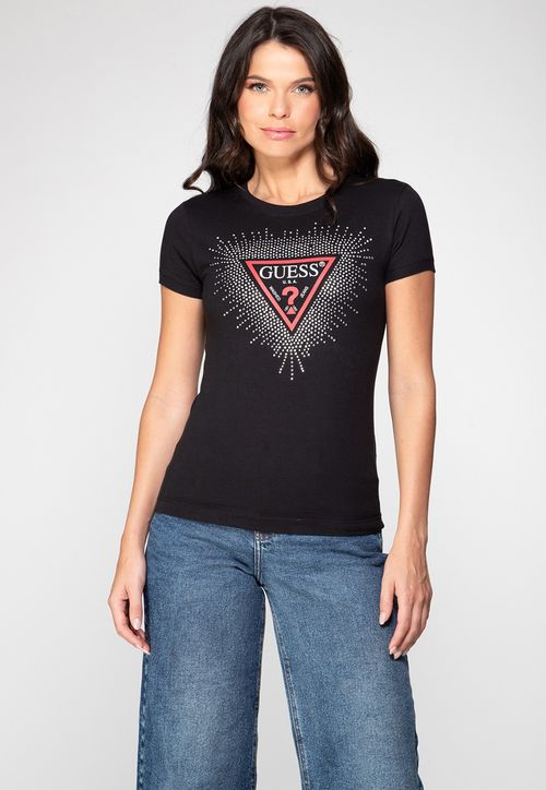 Camiseta Logo Triângulo Brilhos Preto