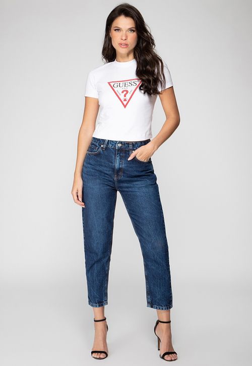 Cropped Logo Hotfix Guess Branco