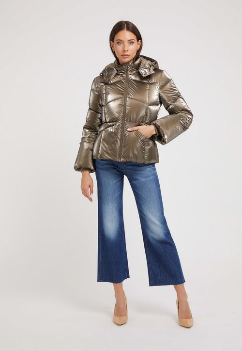 Jaqueta Puffer Metalizada Cinza