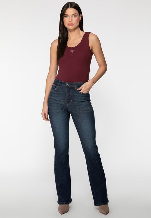 Calça Jeans High Flare Azul Escuro