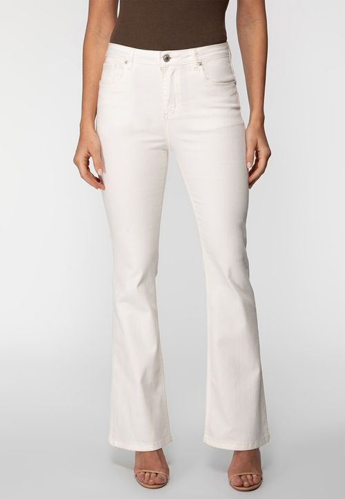 Calça de Sarja High Flare Creme