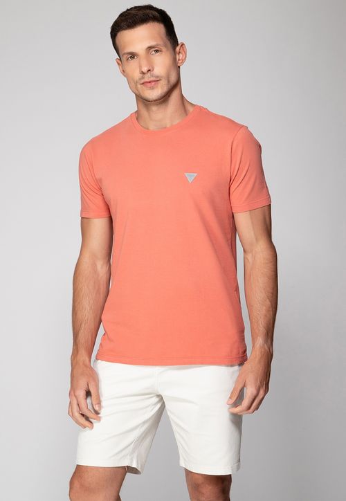 Camiseta Triângulo Emborrachado Guess Rosa Claro