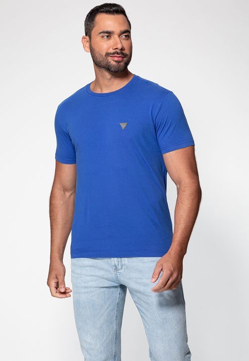Camiseta Triângulo Emborrachado Guess Azul