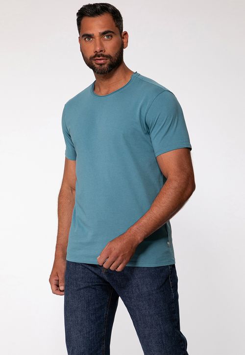 Camiseta Decote A Fio Azul