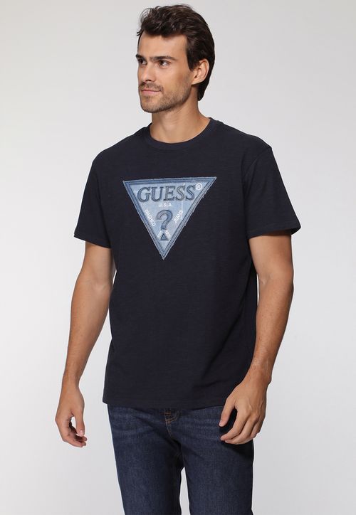Camiseta Eco Logo Patch Jeans Azul Escuro