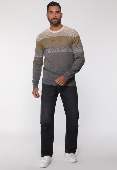 Suéter de Tricot Listras Cinza