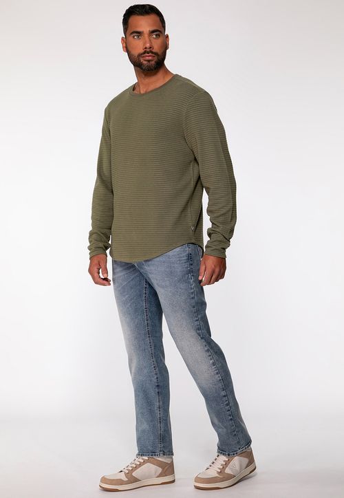 Blusa Manga Longa Textura Verde Escuro