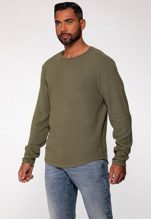 Blusa Manga Longa Textura Verde Escuro